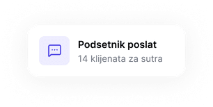 Podsetnik poslat: 14 klijenata za sutra