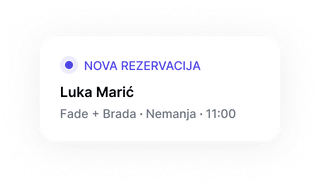 Nova rezervacija: Luka Marić — Fade + brada kod Nemanje, 17:00