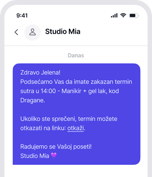 Prikaz SMS podsetnika u Sveski